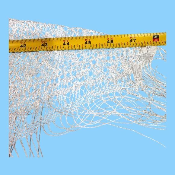 Handcrafted White Crochet Lace Shawl Wrap w Fringe Cape Sweater Overlay One Size - Picture 5 of 8